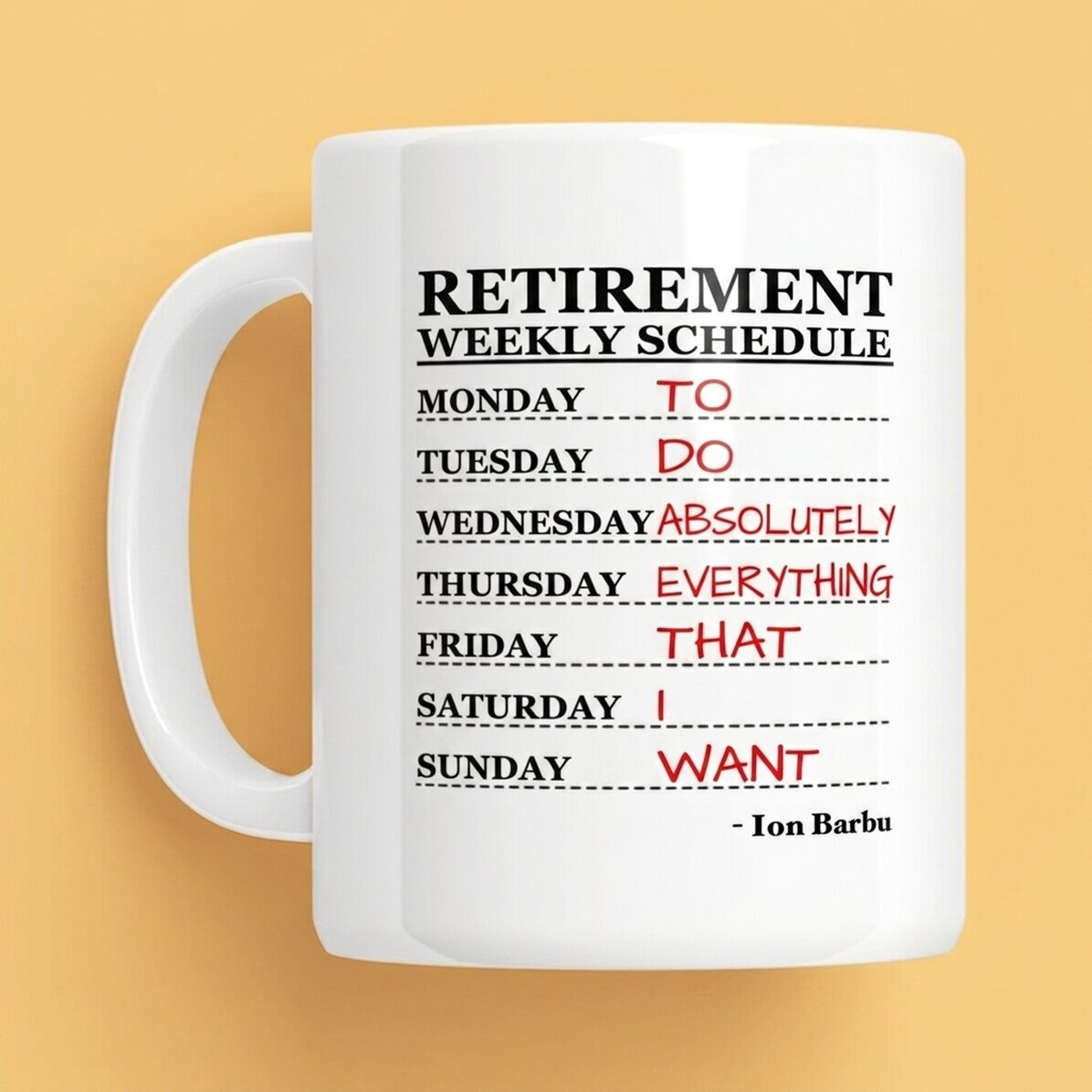 Gepersonaliseerde mok met tekst - Weekplanning