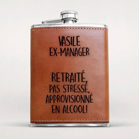 Flacon de poche personnalisé recouvert de cuir - Retraité