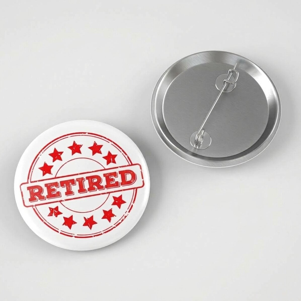 Gepersonaliseerde button met tekst - Officieel gepensioneerd