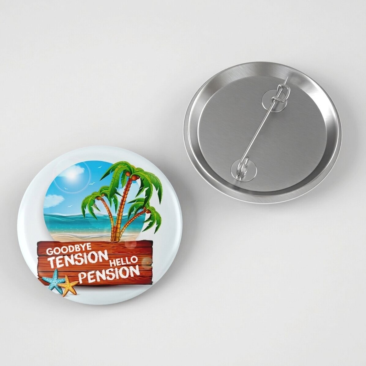 Gepersonaliseerde button met tekst - Goodbye, hello