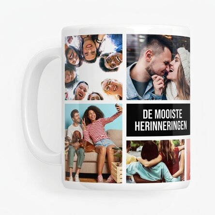 Gepersonaliseerde mok met 8 foto’s en tekst – De mooiste herinneringen
