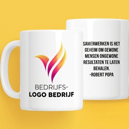 Gepersonaliseerde mok met logo en tekst