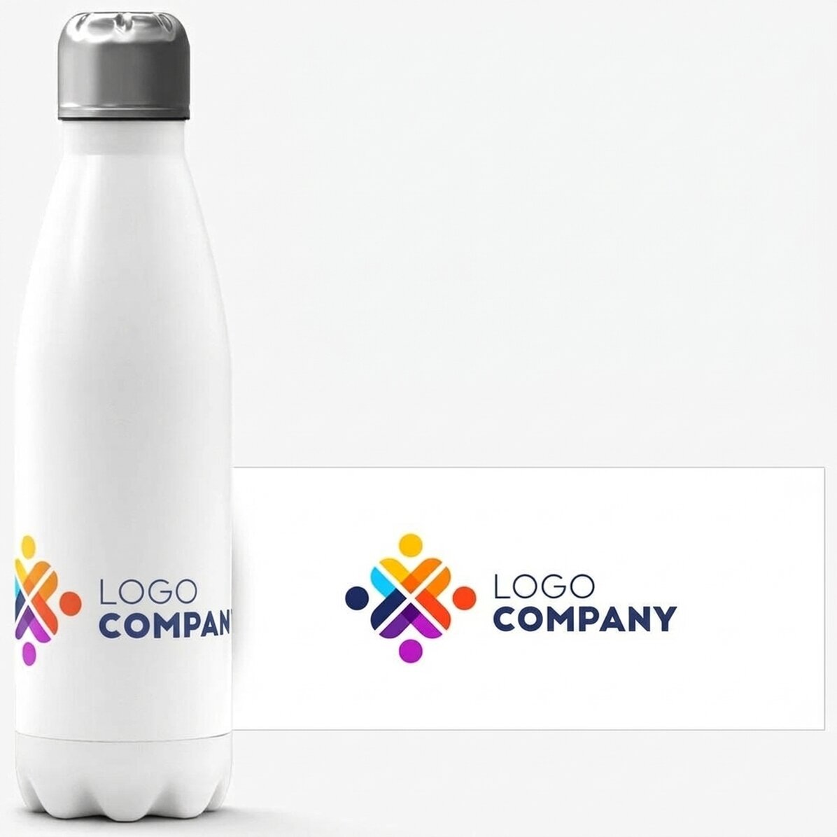 Thermos à base blanche personnalisé avec un logo en mode paysage