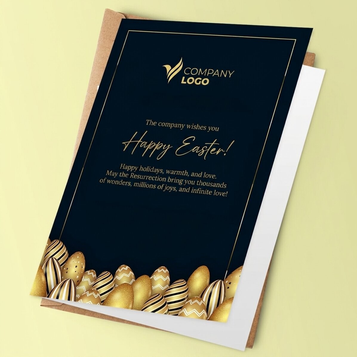 Carte de vœux personnalisée avec logo et message pour Pâques