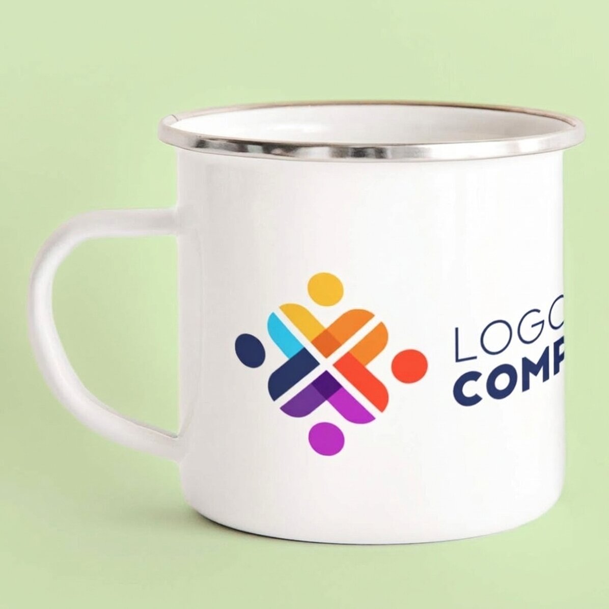Tasse métallique émaillée personnalisée avec logo