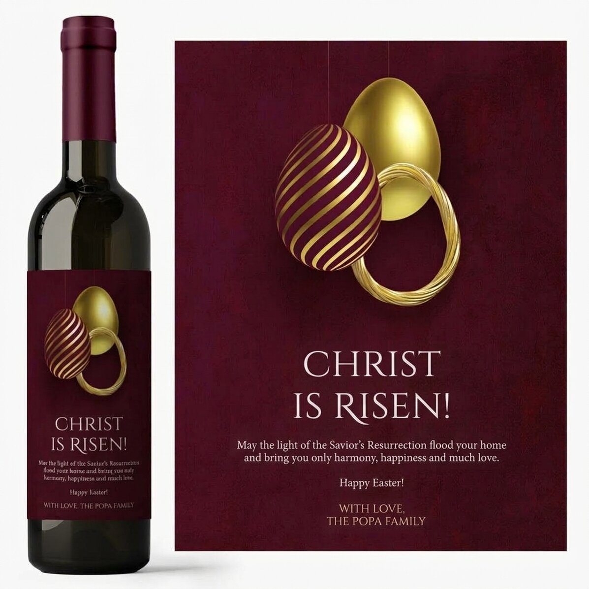 Wijn met gepersonaliseerde tekst voor Pasen – Christus is opgestaan!