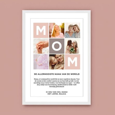Gepersonaliseerd schilderij met tekst en 6 foto's - MOM