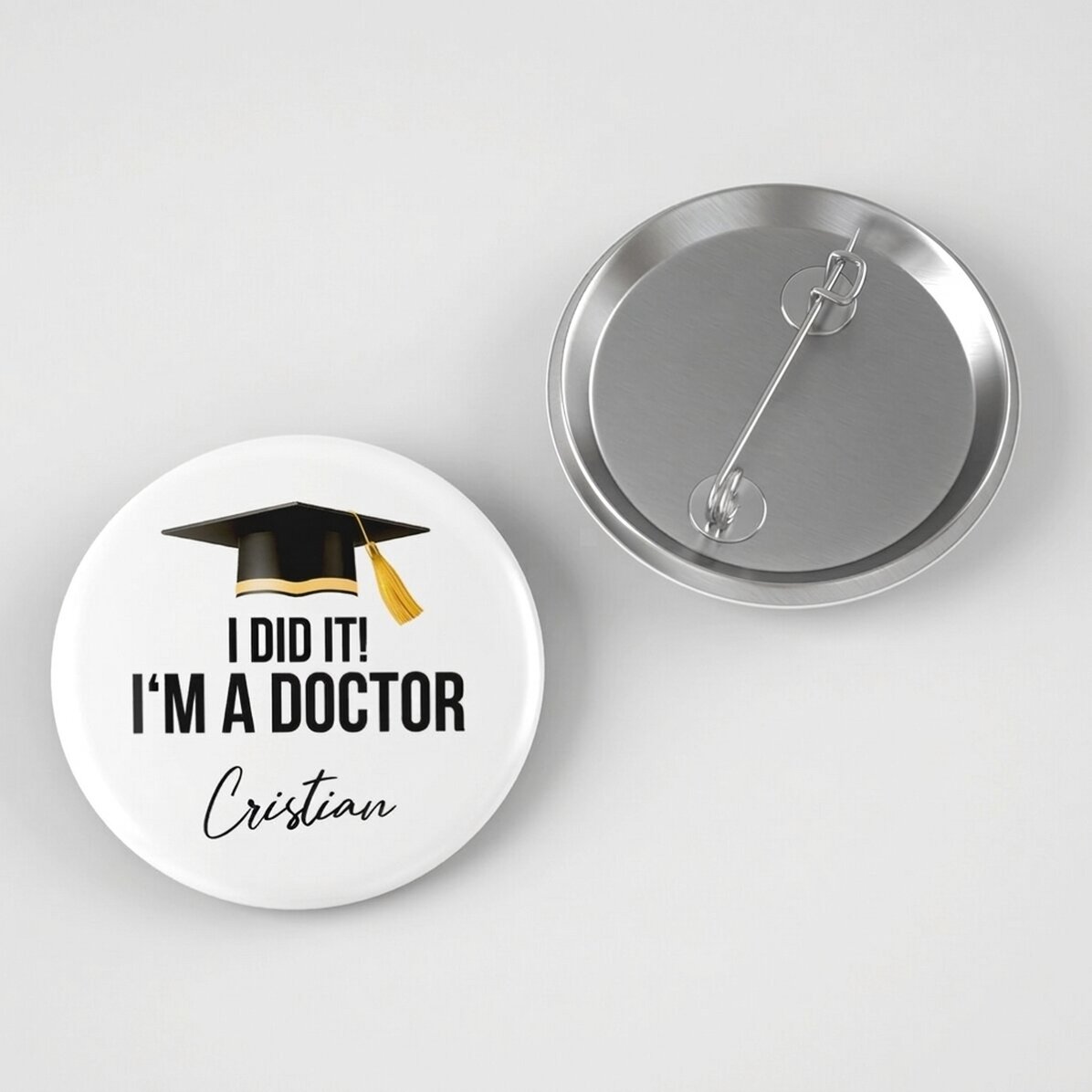 Gepersonaliseerde button met tekst - I did it!