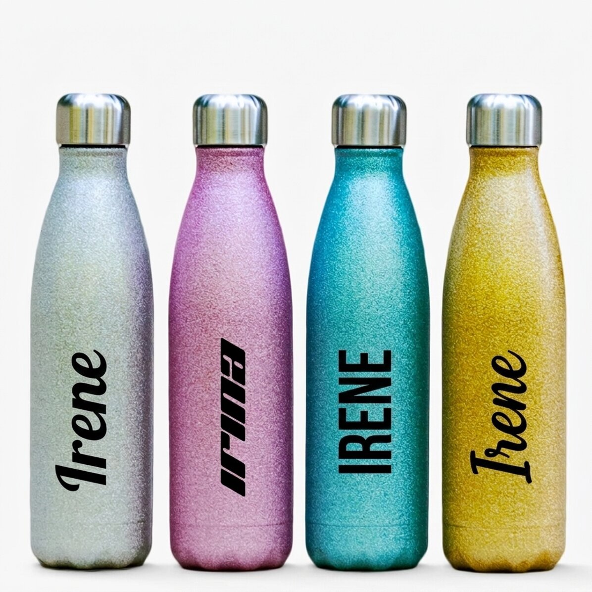 Thermos à paillettes personnalisé avec un prénom