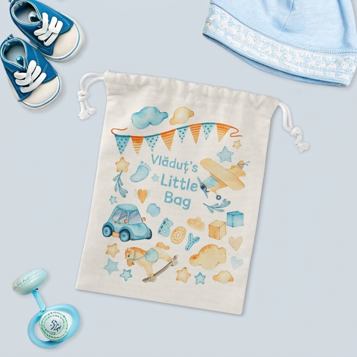 Petit sac cadeau personnalisé avec un texte - Aquarelle