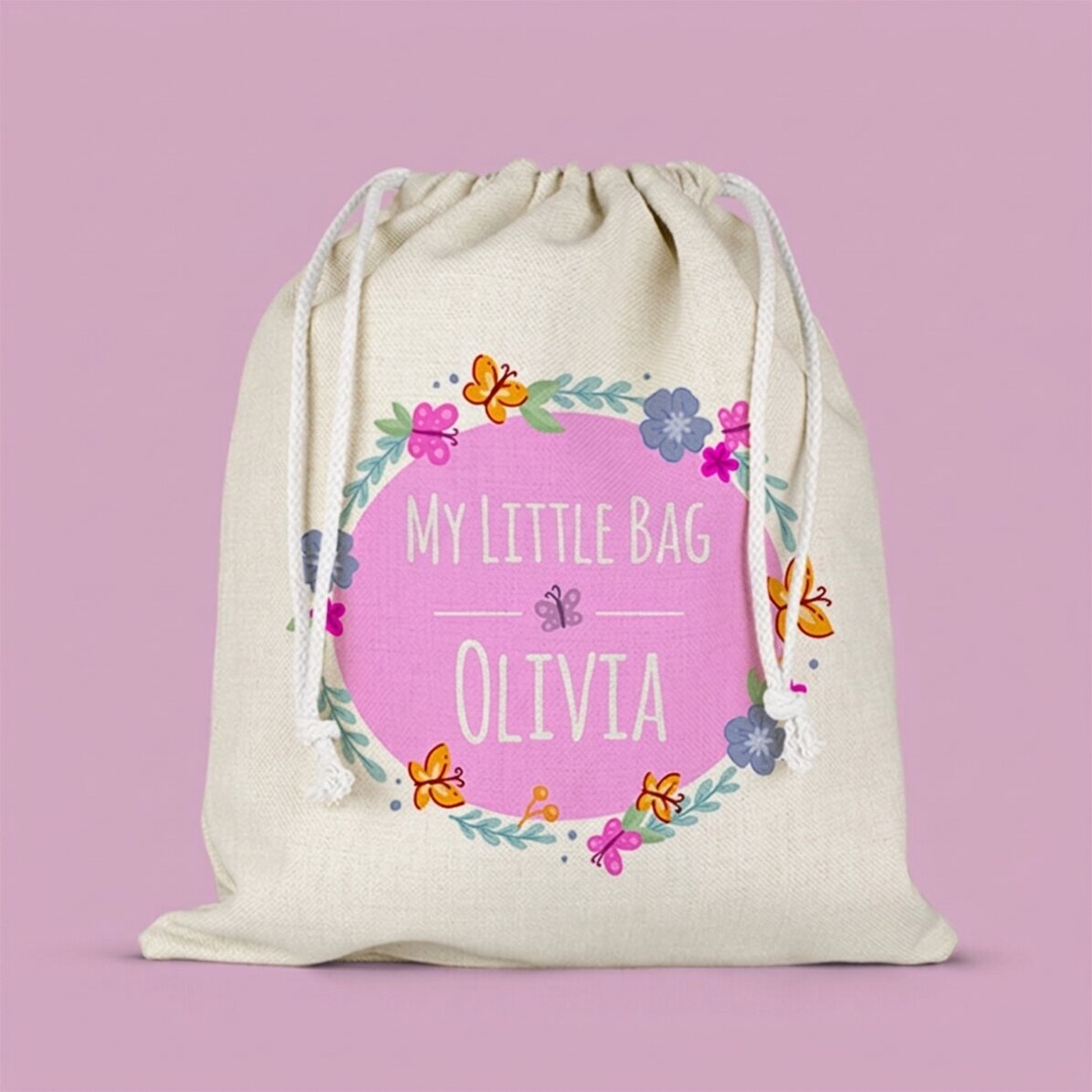 Petit sac moyen personnalisé avec un prénom - Petite fille