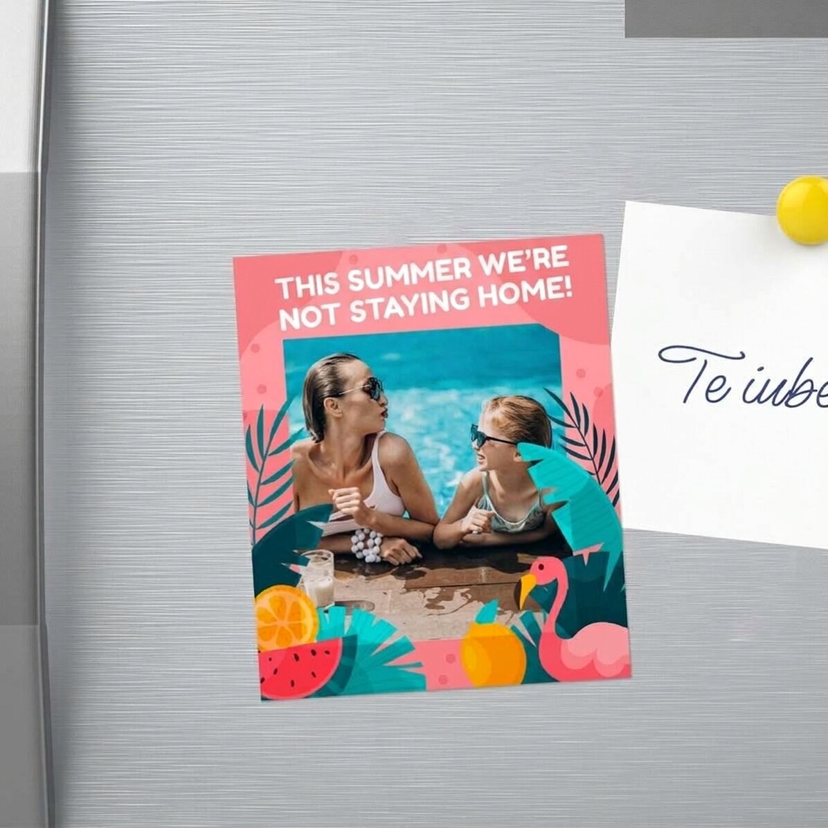 Magnet van 10 x 12 cm, gepersonaliseerd met een foto en tekst - Summer fun