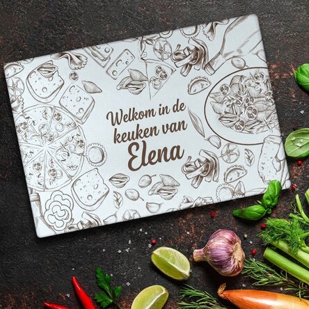 Glasbreker met gepersonaliseerde tekst - Welkom in de keuken