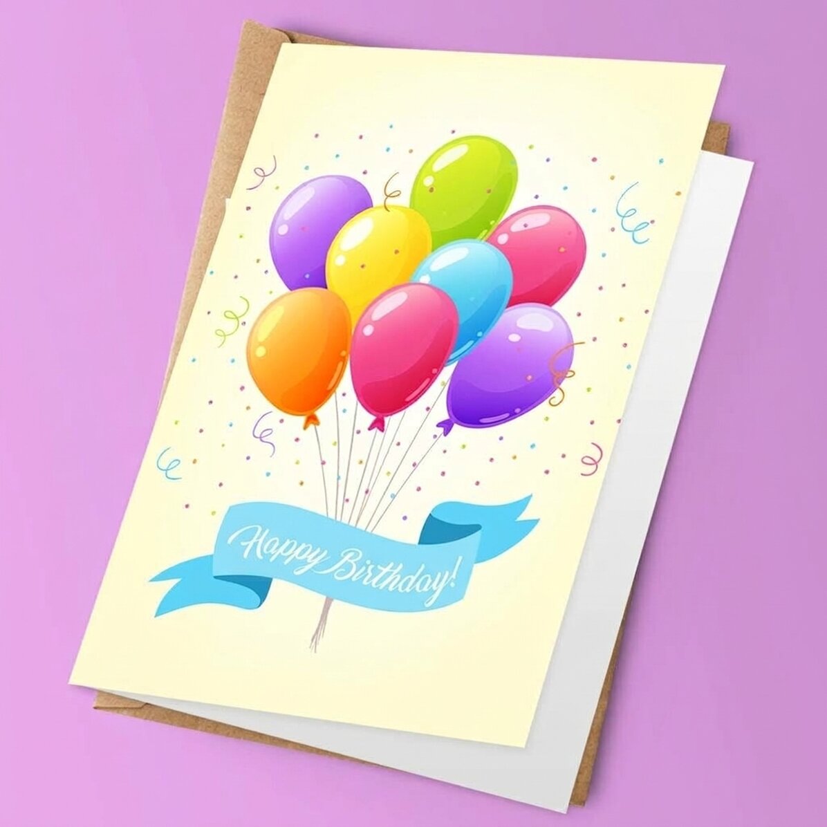 Carte de vœux personnalisée - Ballons colorés