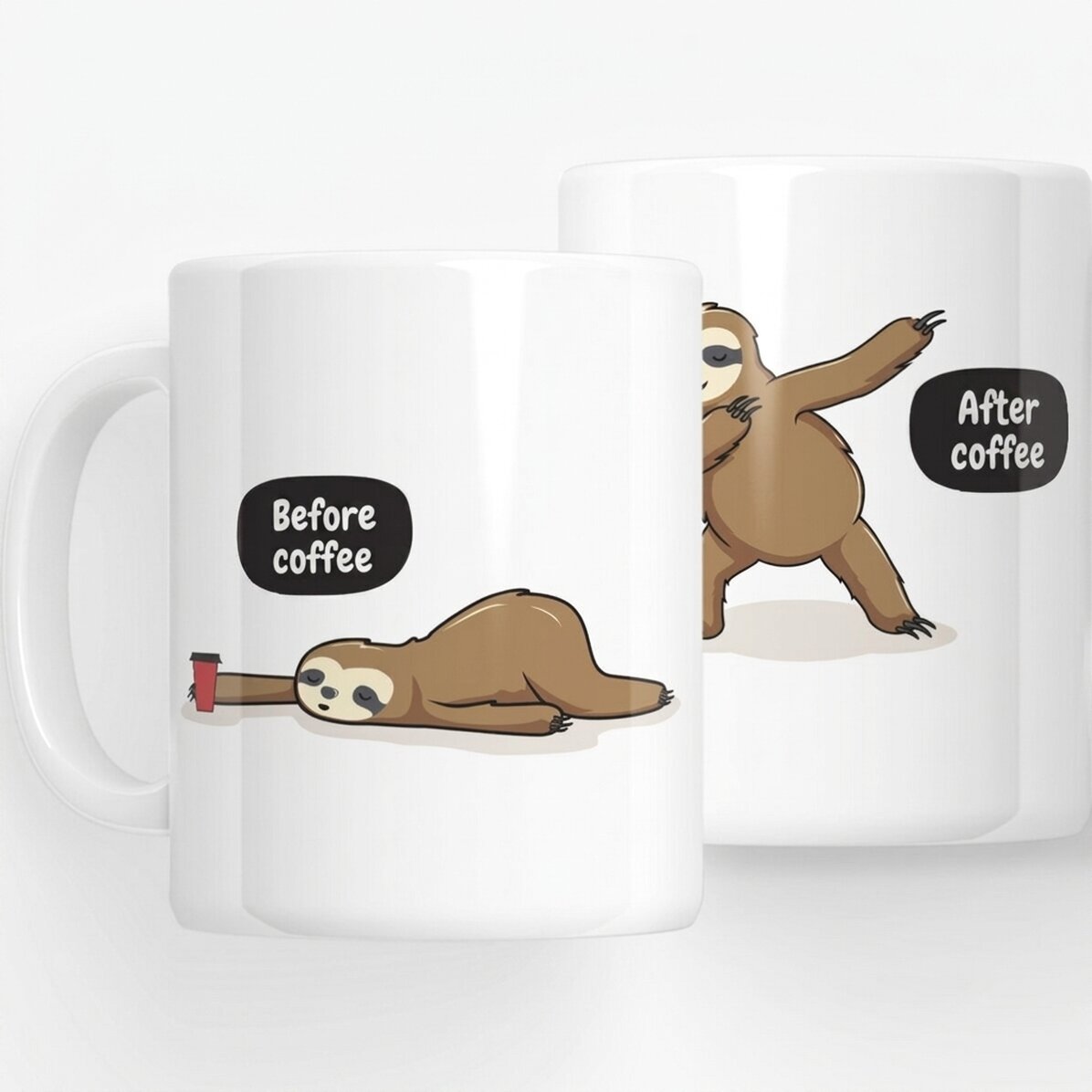 Gepersonaliseerde koffiekop - Voor en na de koffie