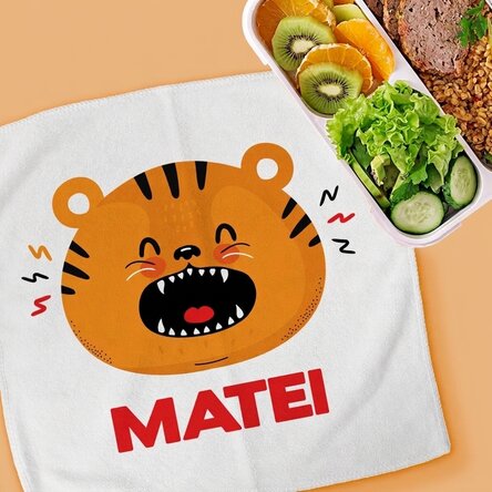 Gepersonaliseerde handdoek met tekst voor kinderen - Tijger
