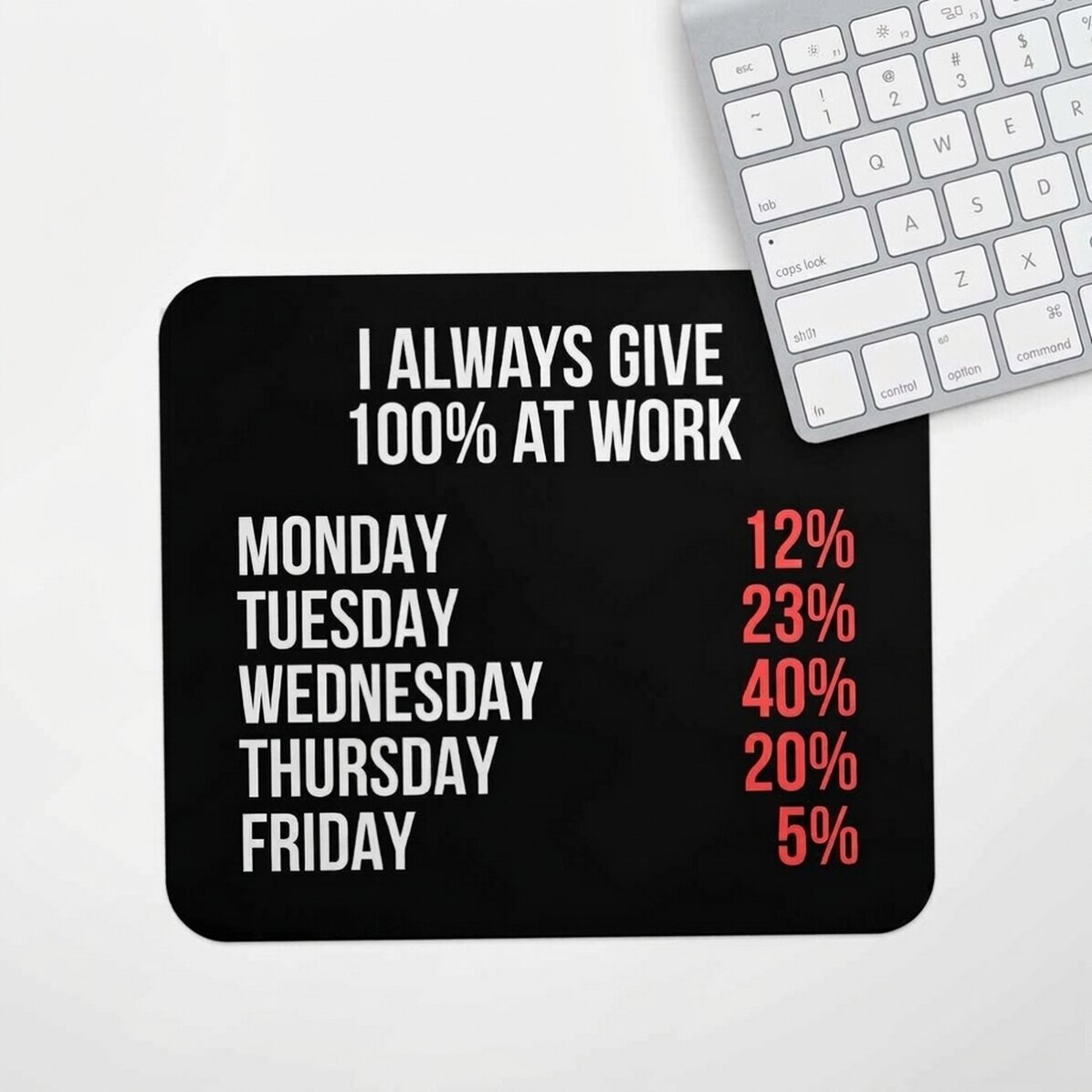 Gepersonaliseerde muismat met tekst - 100% at work
