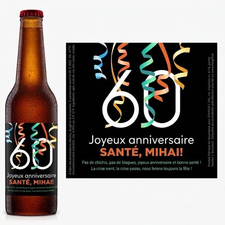 Bière personnalisée avec un texte - Santé !