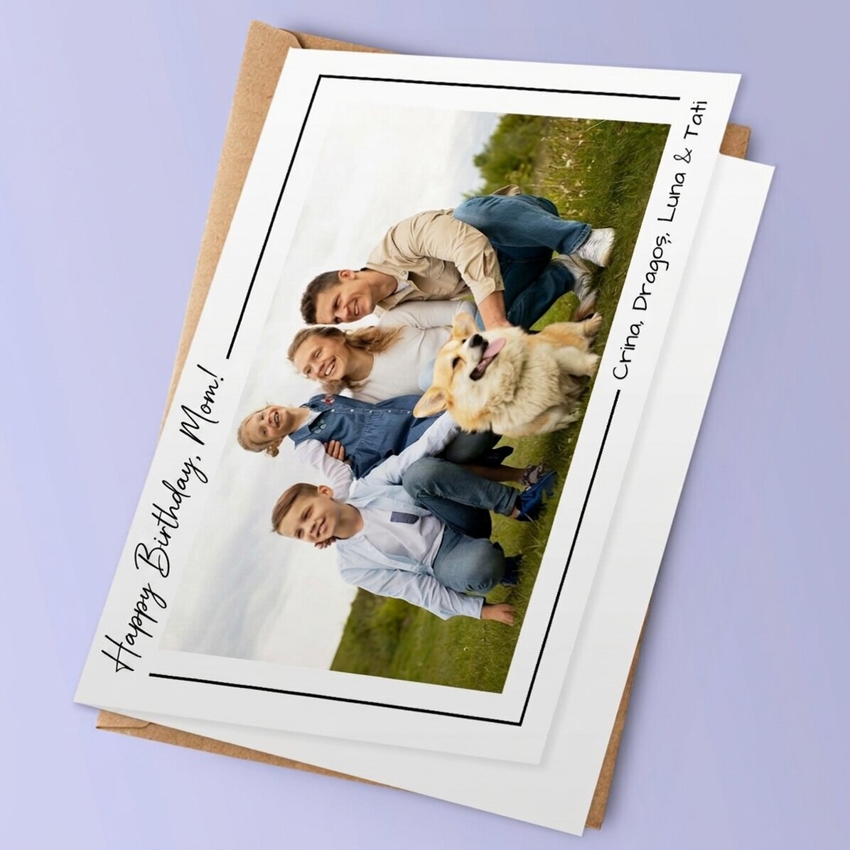 Carte de vœux personnalisée avec une photo au format paysage et un texte