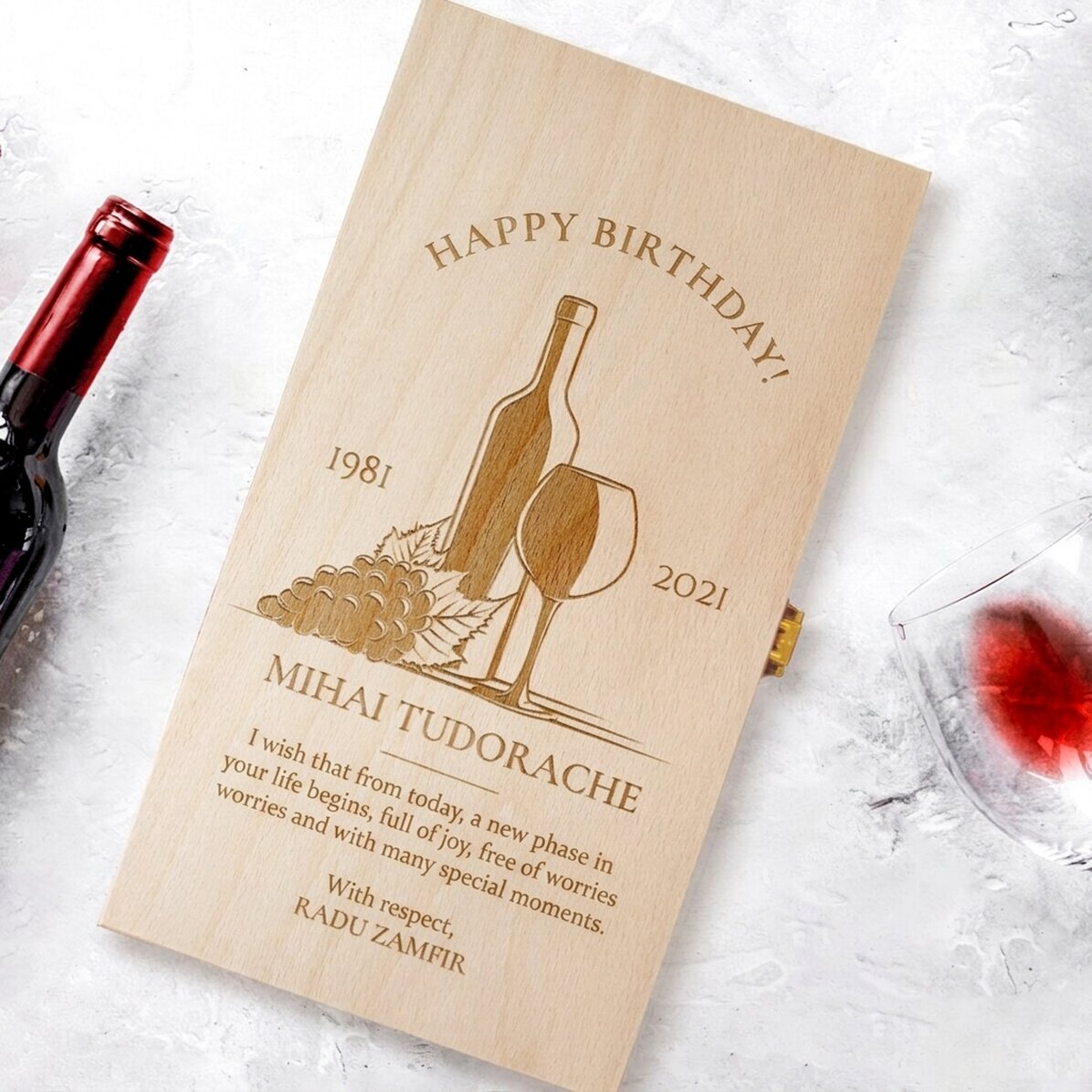 Gepersonaliseerde wijnkist voor twee flessen - Special Birthday