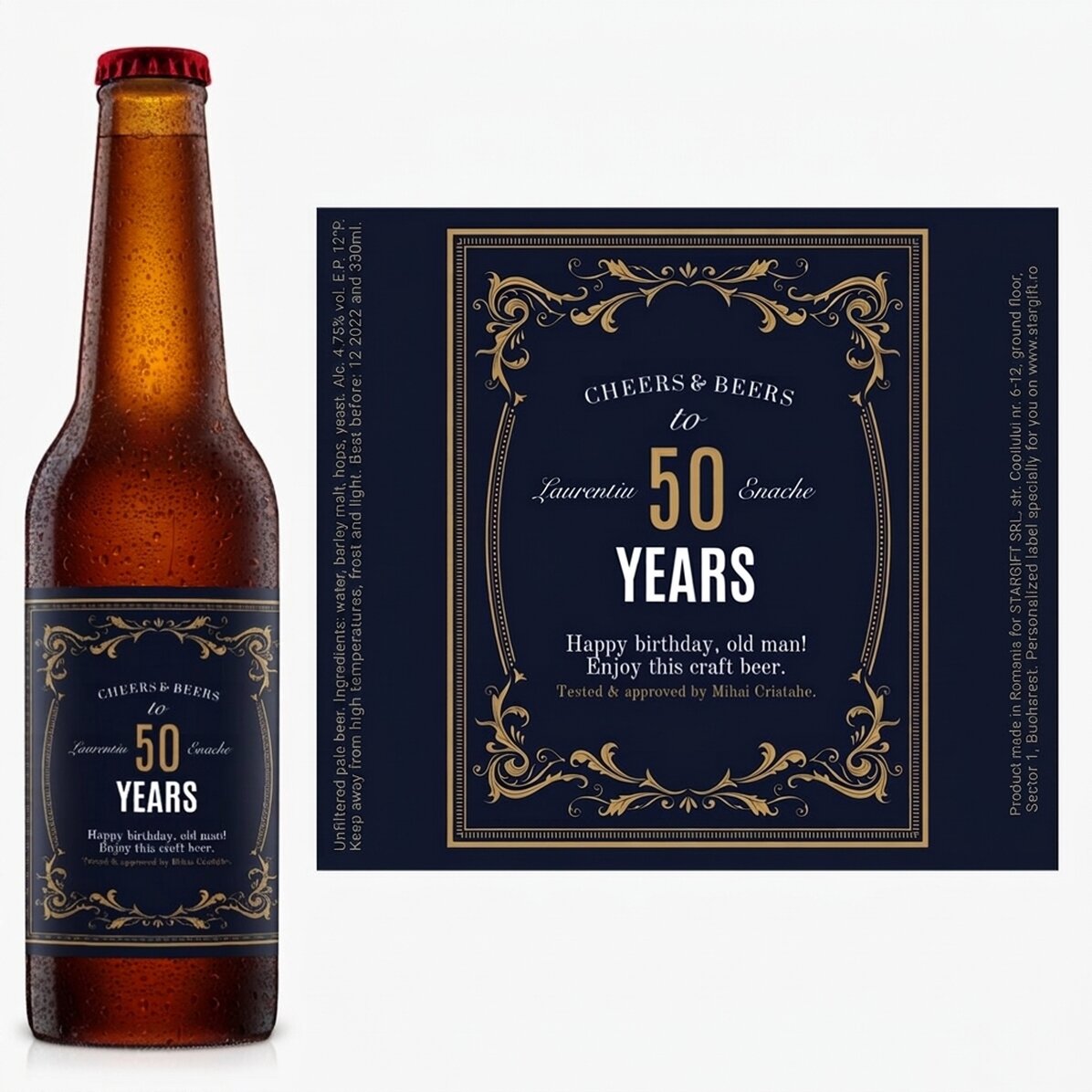 Bier met gepersonaliseerde tekst - Vintage 50