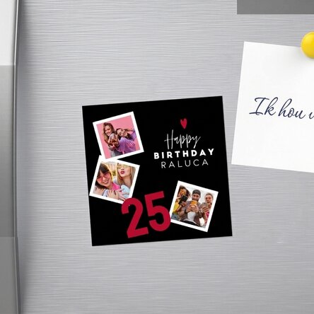 Gepersonaliseerde magneet van 10x10 met 3 foto