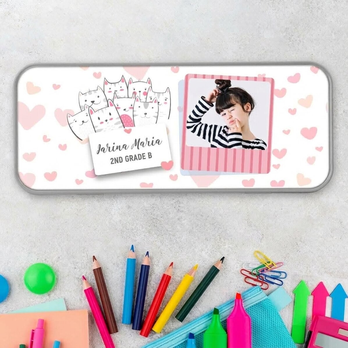 Gepersonaliseerd etui met een foto en tekst - Kitty