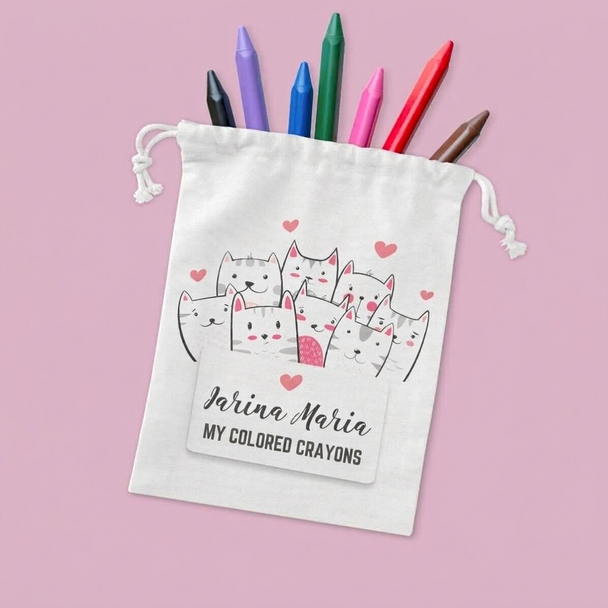 Kleine, gepersonaliseerde tas met tekst - Kitty