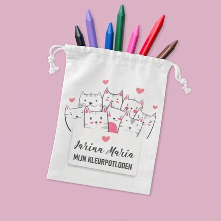 Kleine, gepersonaliseerde tas met tekst - Kitty