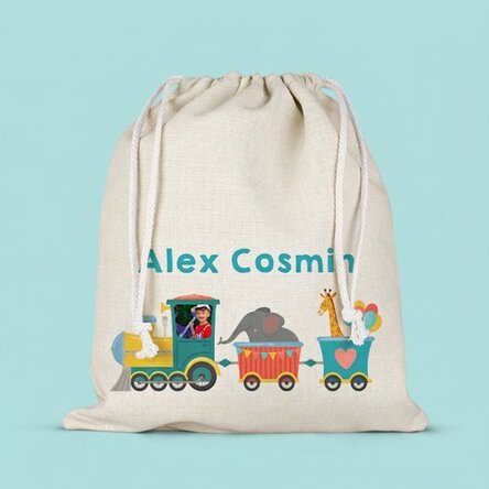 Petit sac moyen personnalisé avec nom et photo - Petit train