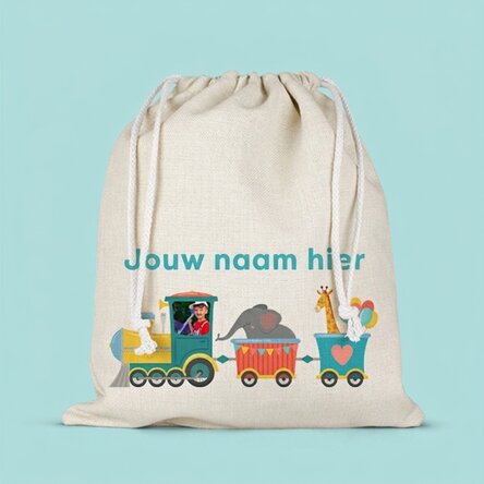 Middelgroot tasje, gepersonaliseerd met naam en foto - Treintje