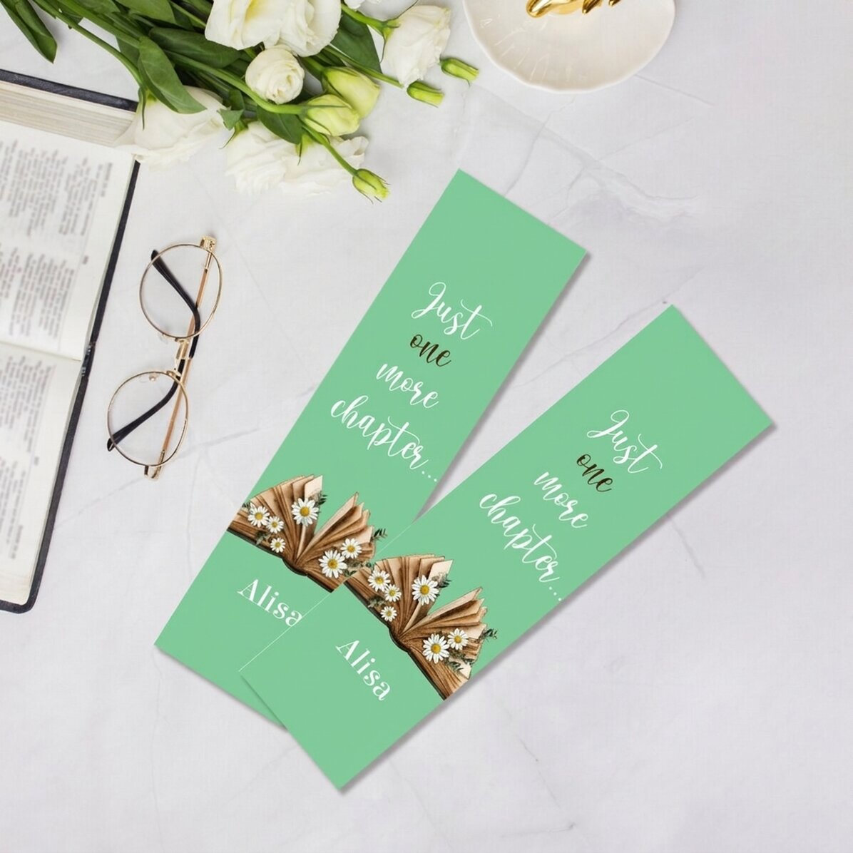 Gepersonaliseerde bladwijzer met tekst - Just one more chapter