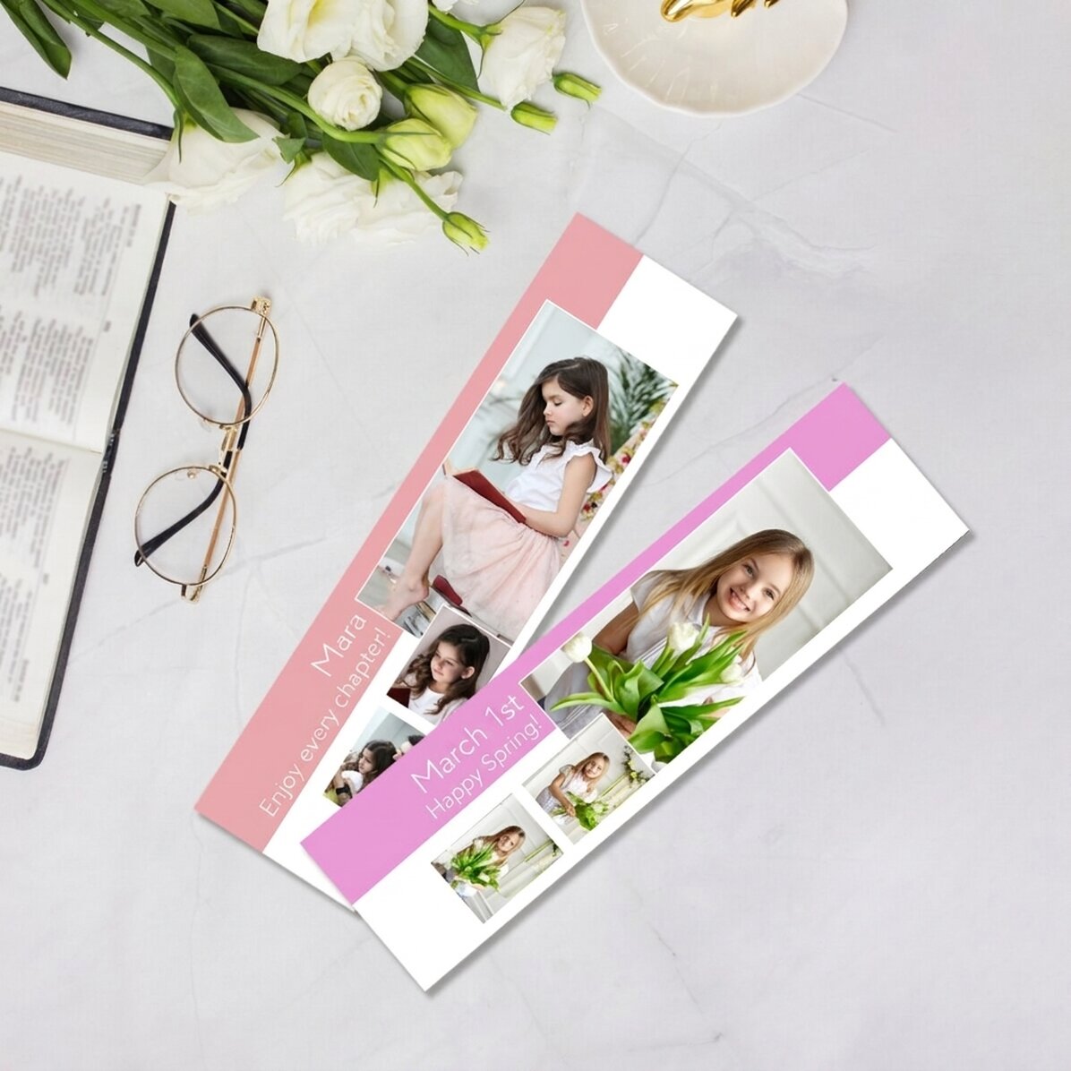 Gepersonaliseerde boekenlegger met 3 foto