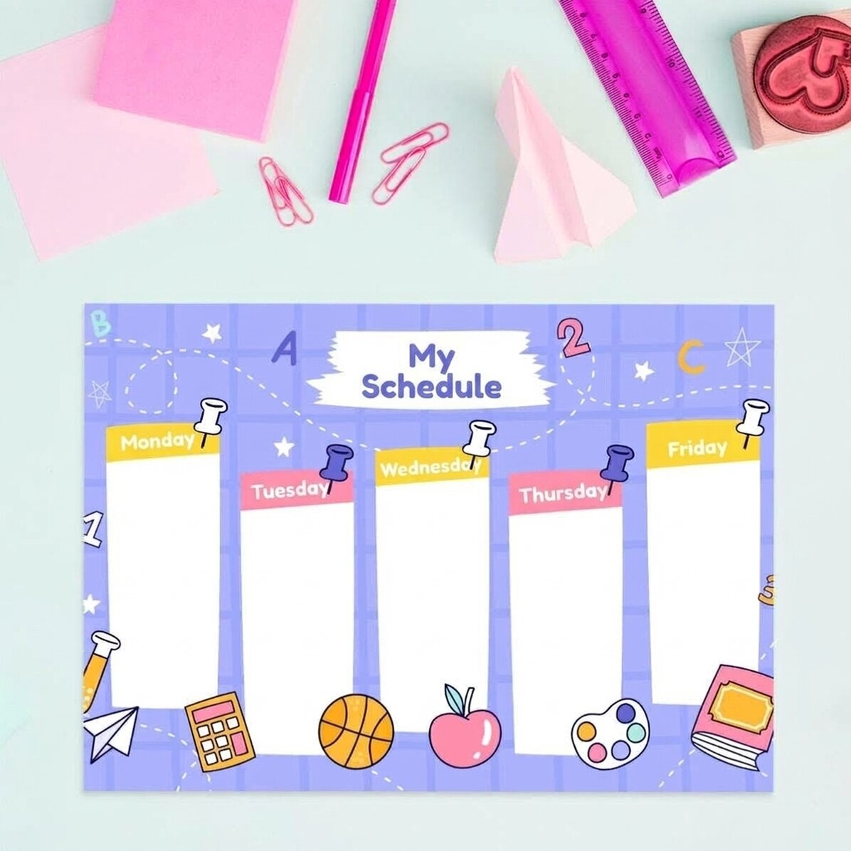 Emploi du temps personnalisé avec texte - Activités scolaires