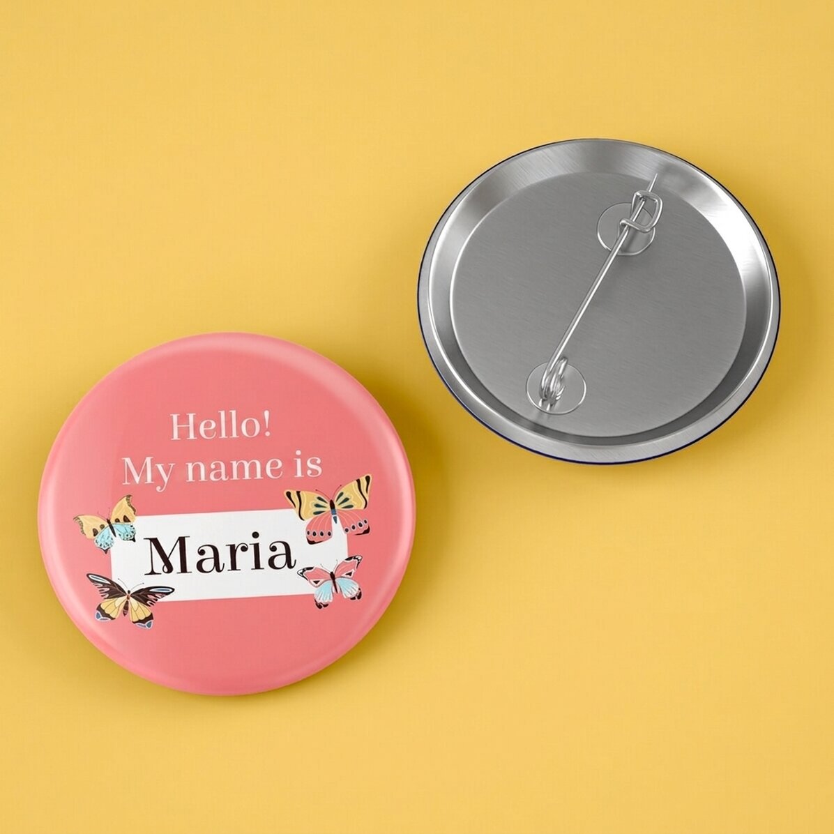 Gepersonaliseerde button met naam - Vlinders