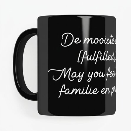 Gepersonaliseerde zwarte mok met tekst