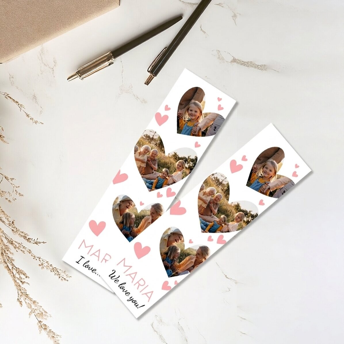 Gepersonaliseerde boekenlegger met 3 foto