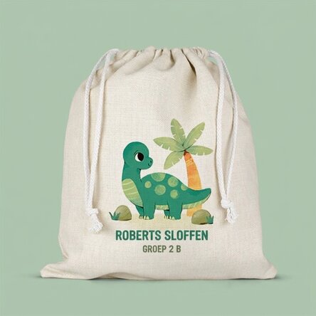 Gepersonaliseerd tasje voor de kleuterschool met tekst - Dino