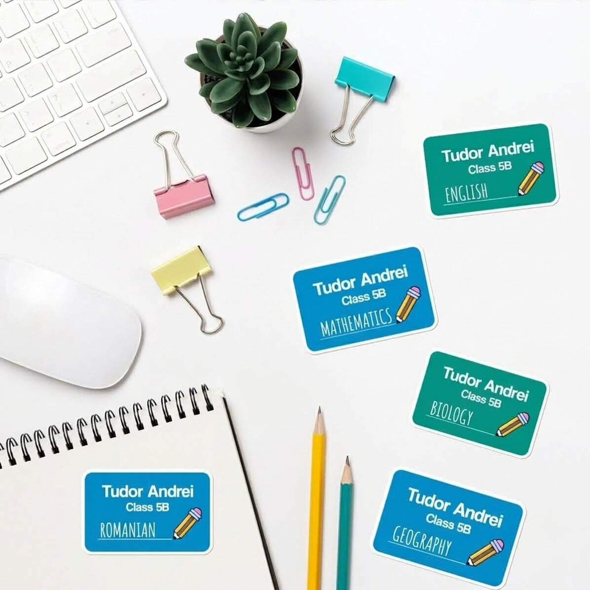 Lot de 8 autocollants (étiquettes adhésives) personnalisés pour l