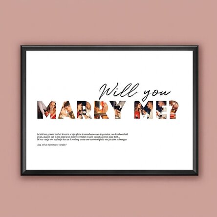 Gepersonaliseerd landschapsschilderij met 8 foto’s en tekst – Will you marry me?
