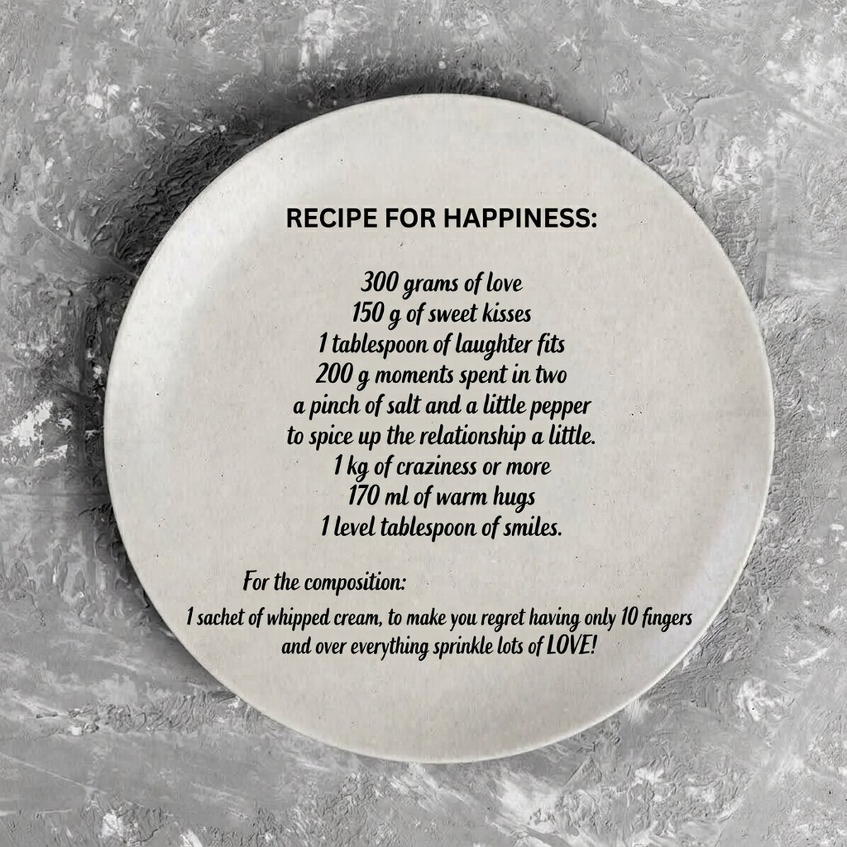 Assiette personnalisée avec un texte