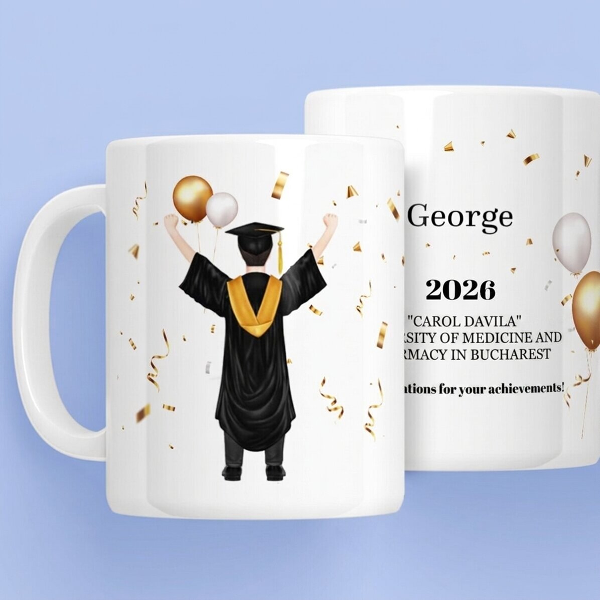 Tasse personnalisée avec inscription - « His graduation »
