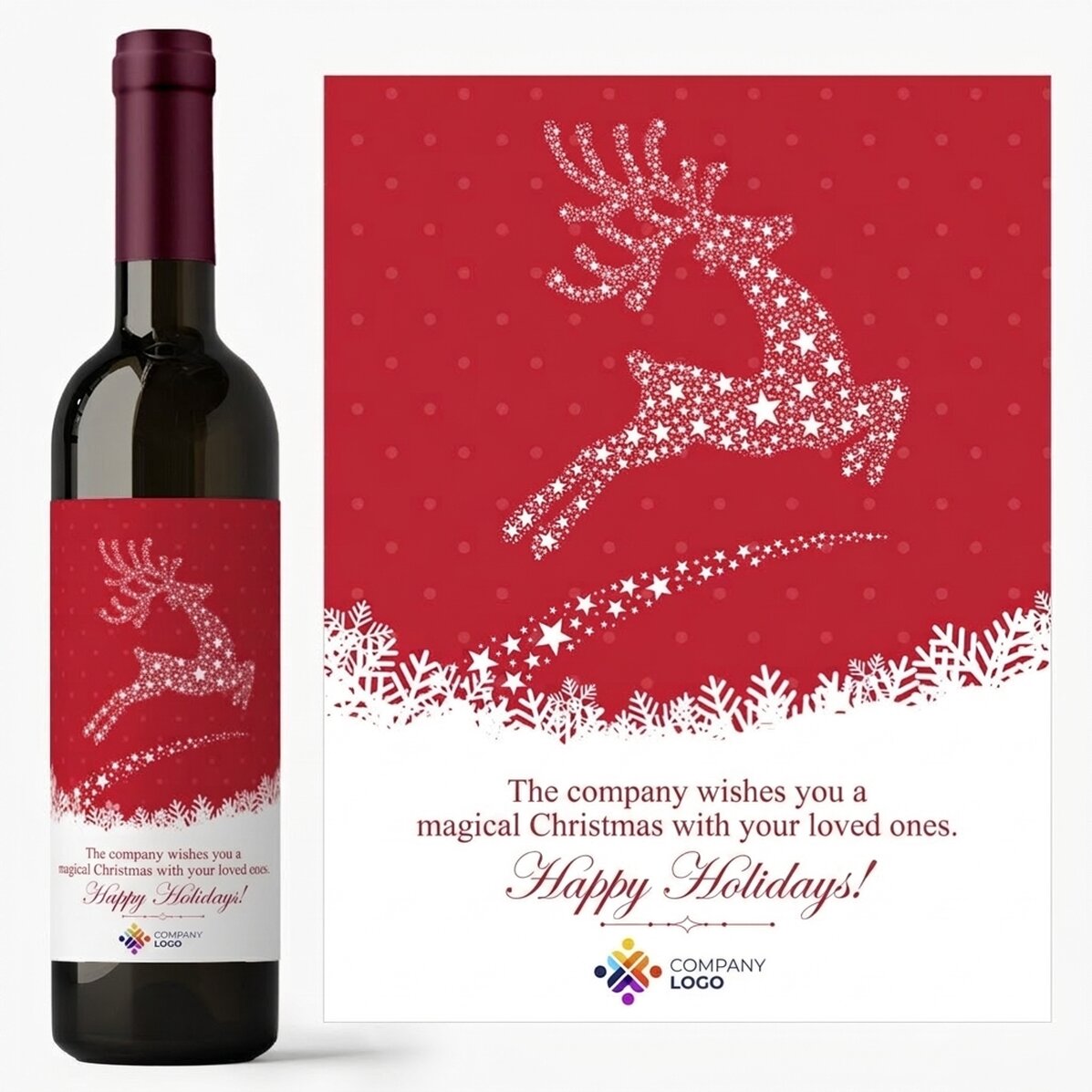 Vin personnalisé avec texte et logo - La magie de Noël