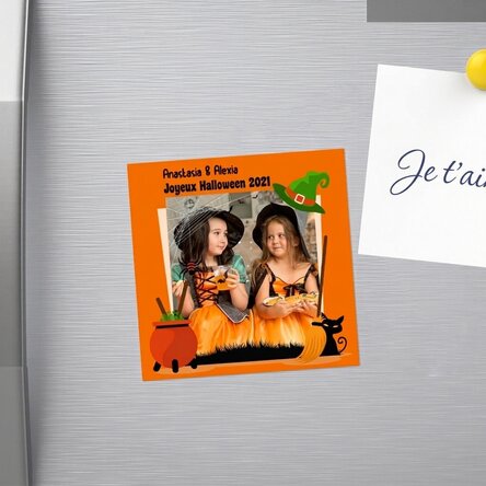Aimant 10 x 10 personnalisé avec une photo et un texte - Halloween