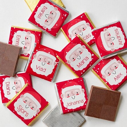 Set van 10 gepersonaliseerde minichocolade met naam - Kerstman