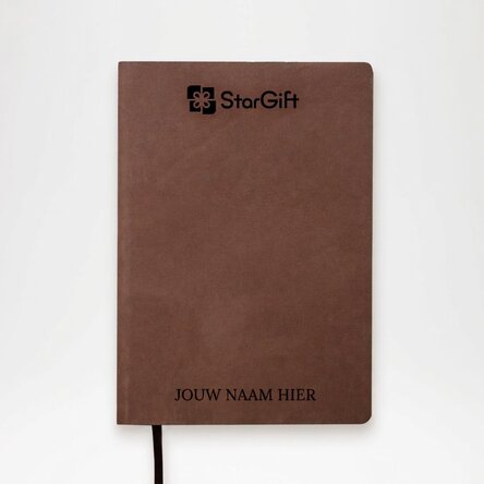 Gepersonaliseerde leren agenda met logo in het midden en naam