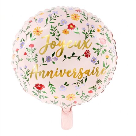 Ballon - Fleurs « Joyeux anniversaire »