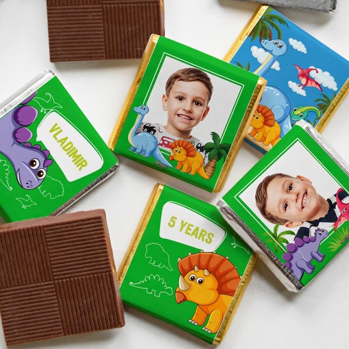 Set van 5 gepersonaliseerde minichocolade met foto