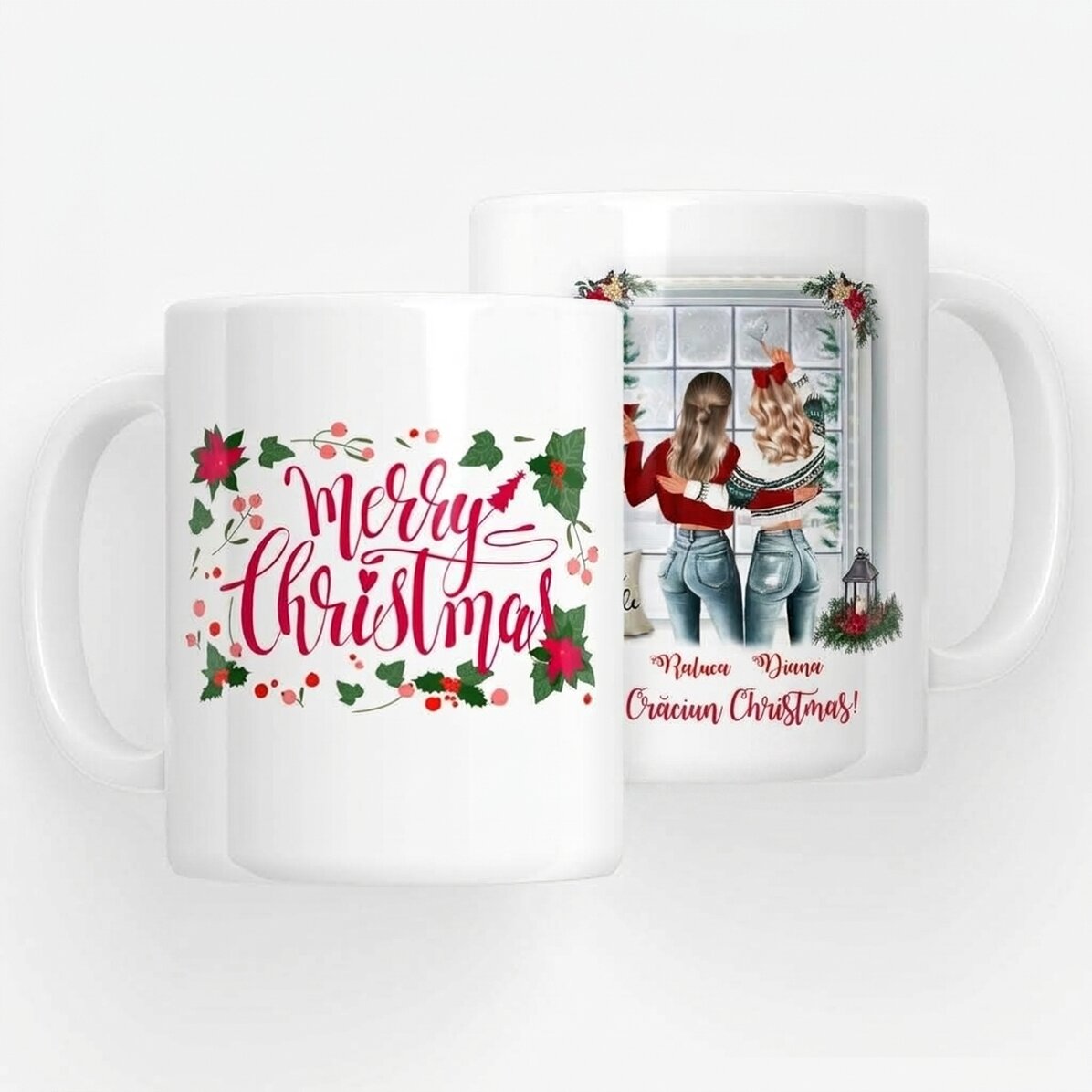 Gepersonaliseerde mok met naam voor vrienden - Merry Christmas