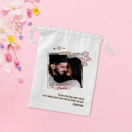 Kleine cadeautas, gepersonaliseerd met een foto en tekst - In love